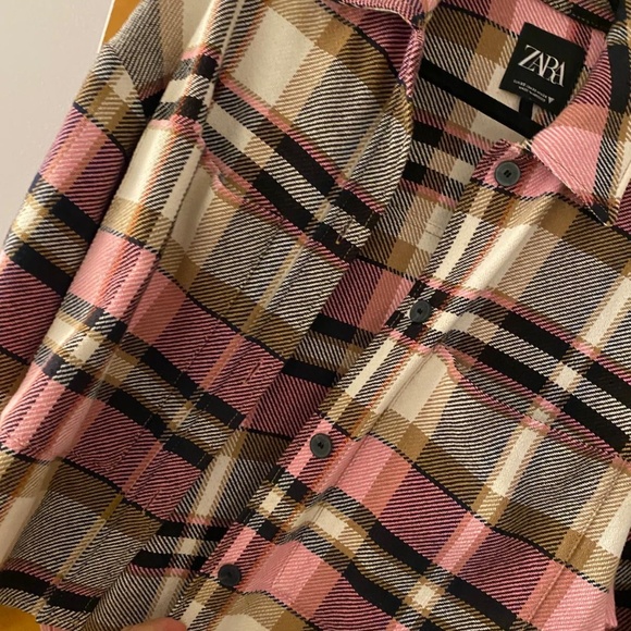 Zara women’s pink plaid overshirt Xs - Picture 6 of 8
